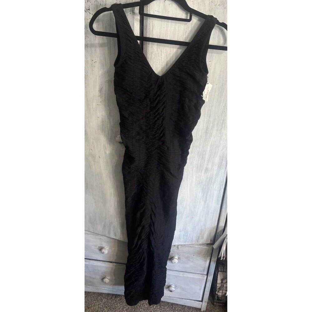 Zara V-neck sleeveless maxi dress black Sm Sexy Y2K Grunge